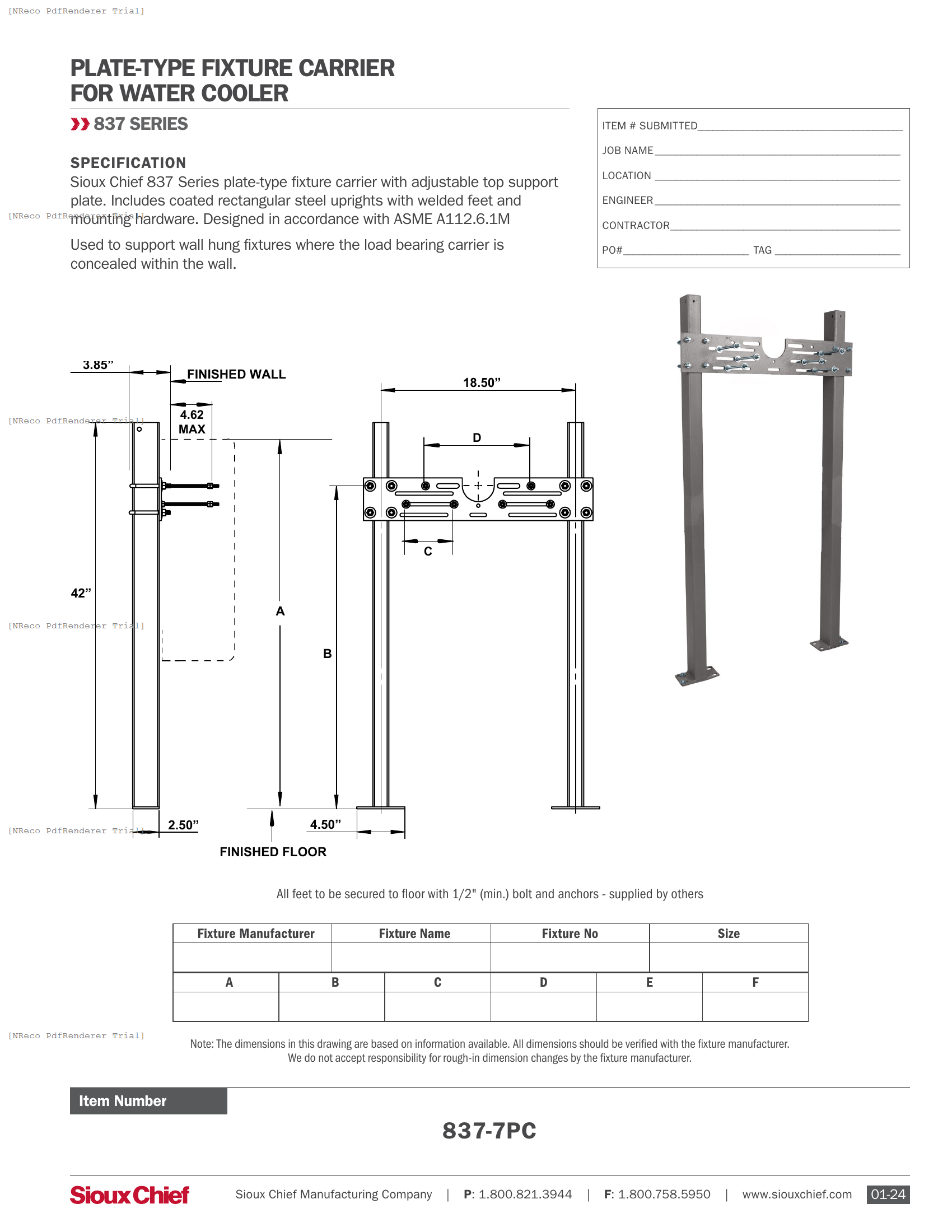 837 SERIES - PLATE-TYPE WTRCLR CARRIER - SPEC SHEET.PDF Specification Document